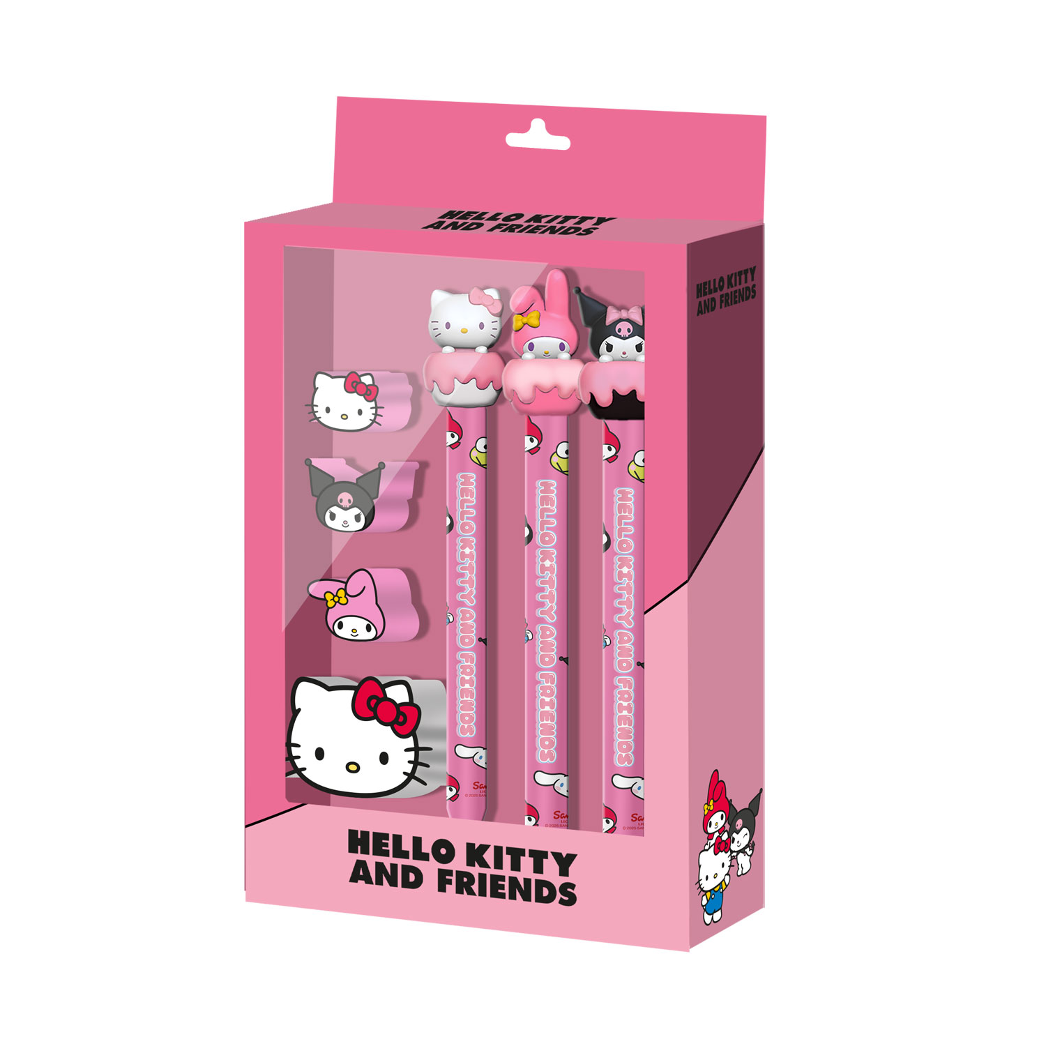 Pack de 3 Lápices Eternal + 3 Gomas + Sacapuntas Hello Kitty Mix