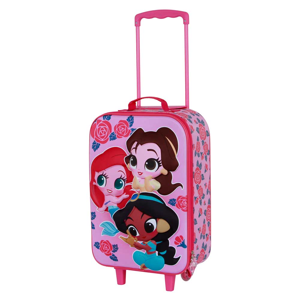 Soft 3D Trolley Suitcase Disney Princess Flowers
