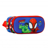 3D Double Pencil Case Spiderman Circles