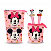 Estuche Portatodo Cute + 2 Bolígrafos de Gel Borrables Minnie Mouse Muffin
