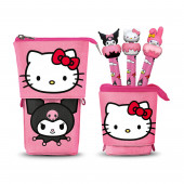 Estuche Portatodo Cute + 3 Bolígrafos de Gel Borrables Hello Kitty Playful